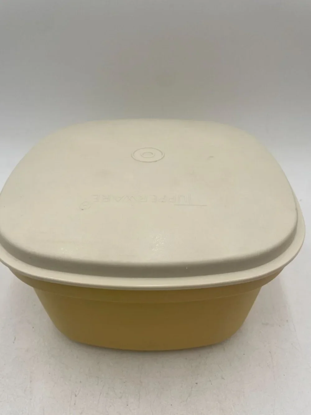 Tupperware Yellow Square Container Cream Lid Vintage Storage Or Serving Dish